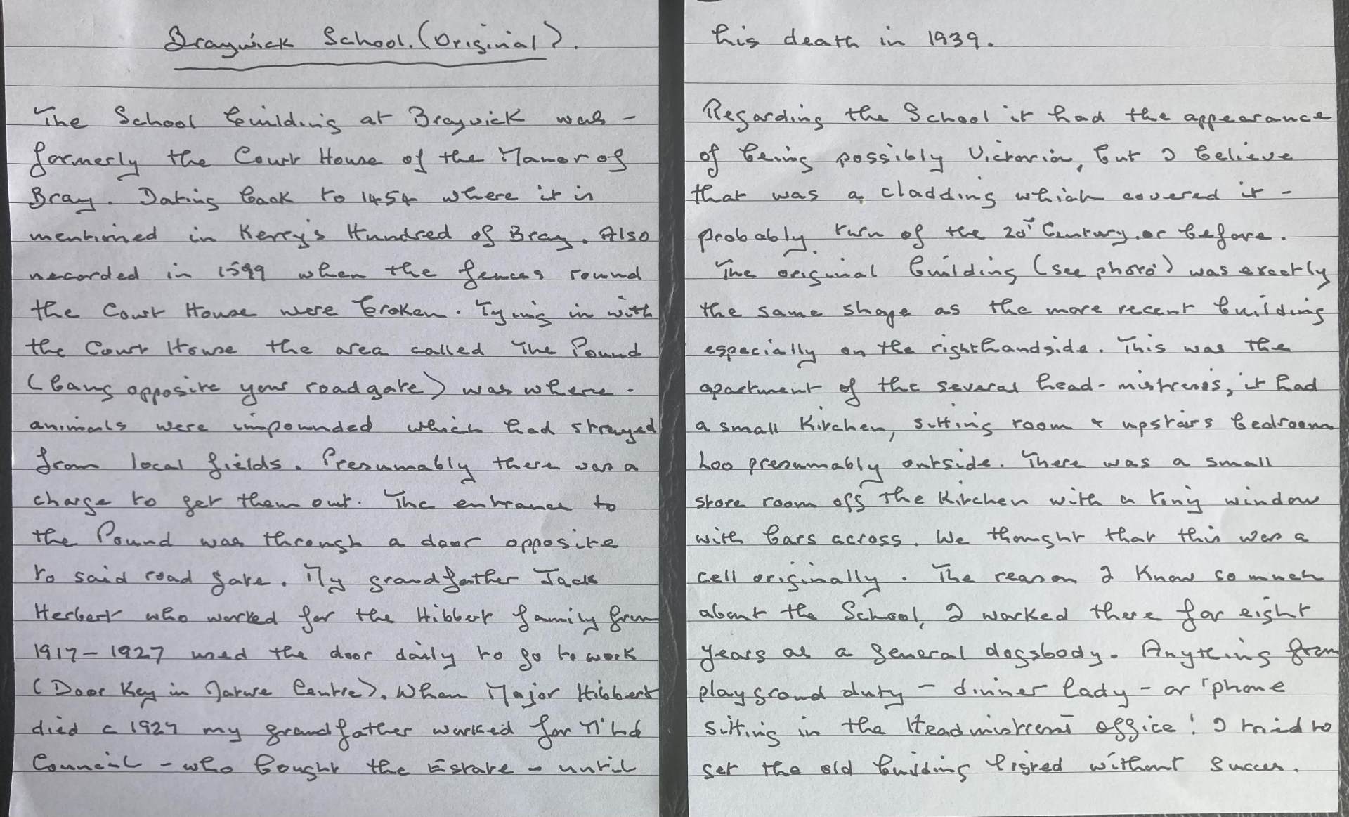 Mrs Lilley's notes about Braywick Court School Mrs Lilley's notes about Braywick Court School